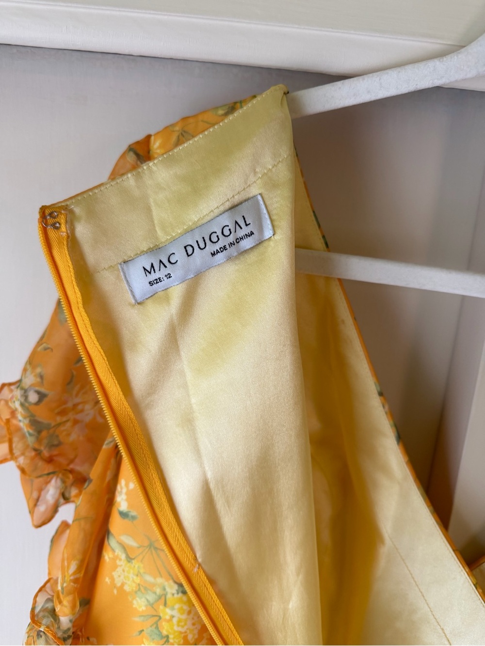 Mac Duggal Yellow Multicolor Flounce Sleeve Floral Maxi Dress 12 - Picture 6 of 9